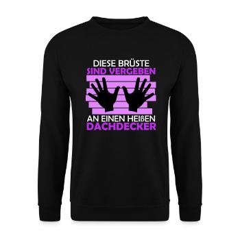 Dachdecker Frau Brüste an Dachdecker vergeben - Unisex Pullover - Schwarz - Vorne - Alina (178cm) & Michal (187cm)