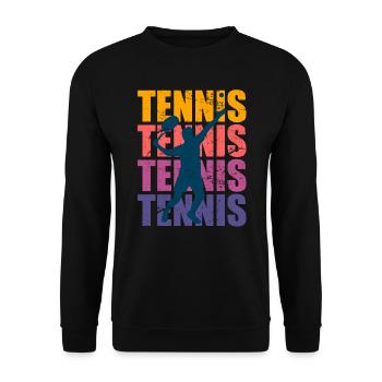 Tennisspieler Tennis Logo Vintage Sportler - Unisex Pullover - Schwarz - Vorne - Alina (178cm) & Michal (187cm)