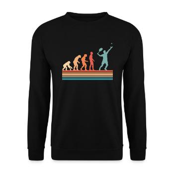 Tennis Evolution Vintage Tennisspieler Retro - Unisex Pullover - Schwarz - Vorne - Alina (178cm) & Michal (187cm)