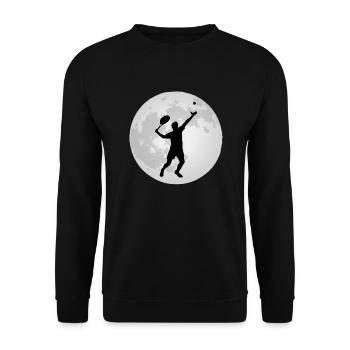 Tennis Silhouette Tennisspieler Geschenk Aufschlag - Unisex Pullover - Schwarz - Vorne - Alina (178cm) & Michal (187cm)