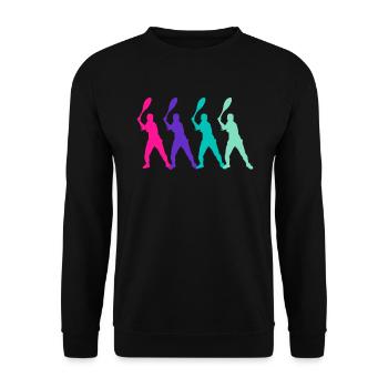 Cooles Tennis Tennisspieler Geschenk Tennisturnier - Unisex Pullover - Schwarz - Vorne - Alina (178cm) & Michal (187cm)