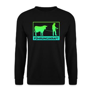 Bauern Spruch Führungskraft Landwirt Geschenk - Unisex Pullover - Schwarz - Vorne - Alina (178cm) & Michal (187cm)