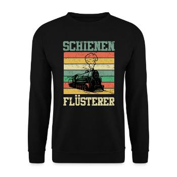 Schienen Flüsterer Eisenbahner Modelleisenbahn - Unisex Pullover - Schwarz - Vorne - Alina (178cm) & Michal (187cm)