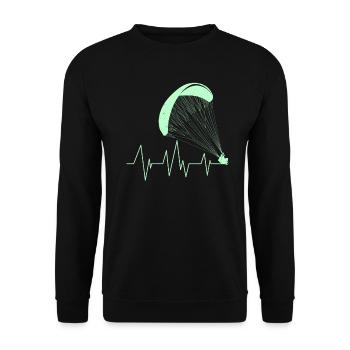 Gleitschirm Herzschlag Paraglider Herz - Unisex Pullover - Schwarz - Vorne - Alina (178cm) & Michal (187cm)