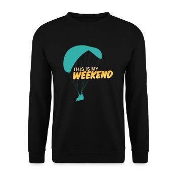 Gleitschirmflieger Spruch This is my Weekend - Unisex Pullover - Schwarz - Vorne - Alina (178cm) & Michal (187cm)