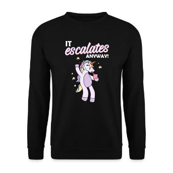 Festival Party Bachelor Party It escalates - Unisex Sweatshirt - black - Front - Alina (178cm) & Michal (187cm)