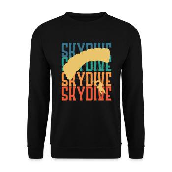 Skydive Fallschirm Fallschirmspringer Retro - Unisex Pullover - Schwarz - Vorne - Alina (178cm) & Michal (187cm)