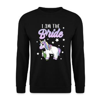 Junggesllin becomes the bride party saying - Unisex Sweatshirt - black - Front - Alina (178cm) & Michal (187cm)
