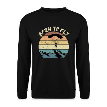 Skydiver Sort Born to Fly Parachutistes - Sweat-shirt Unisexe - noir - Devant - Alina (178cm) & Michal (187cm)