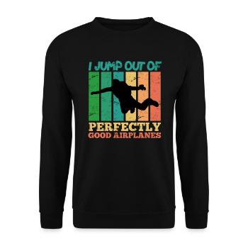Fallschirm Springer Flugzeug Spruch Vintage - Unisex Pullover - Schwarz - Vorne - Alina (178cm) & Michal (187cm)