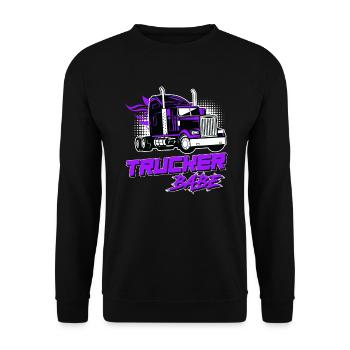 LKW-Fahrerin Trucker Babe Spruch LKW Truck - Unisex Pullover - Schwarz - Vorne - Alina (178cm) & Michal (187cm)