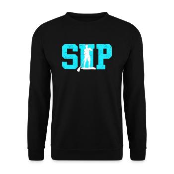 SUP stand up paddle lettrage logo paddle - Sweat-shirt Unisexe - noir - Devant - Alina (178cm) & Michal (187cm)