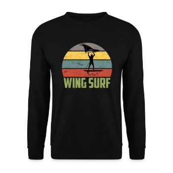 Vintage Wing Surf Wing Foil Geschenk Foiler Surfer - Unisex Pullover - Schwarz - Vorne - Alina (178cm) & Michal (187cm)