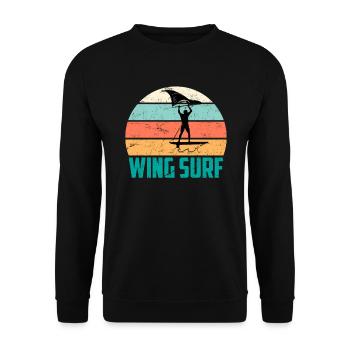 Wing Foil Silhouette Wing Surfer Foiler Geschenk - Unisex Pullover - Schwarz - Vorne - Alina (178cm) & Michal (187cm)