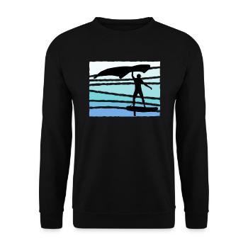 Wing Foil Wing Surfer Surfer Foiler Geschenk - Unisex Pullover - Schwarz - Vorne - Alina (178cm) & Michal (187cm)