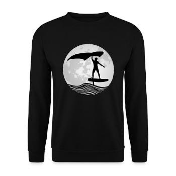 Wing Surf Wing Foil Wingsurfer Geschenk Foiler - Unisex Pullover - Schwarz - Vorne - Alina (178cm) & Michal (187cm)