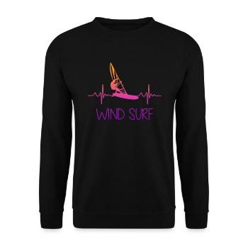 Windsurfer Frauen Geschenk Herzschlag Herz - Unisex Pullover - Schwarz - Vorne - Alina (178cm) & Michal (187cm)