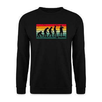 Vintage SUP Paddler Stand up Paddle Surfer - Unisex Sweatshirt - black - Front - Alina (178cm) & Michal (187cm)