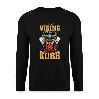Kubb Spruch ein echter Wikinger spielt Kubb - Unisex Pullover - Schwarz - Vorne - Alina (178cm) & Michal (187cm)