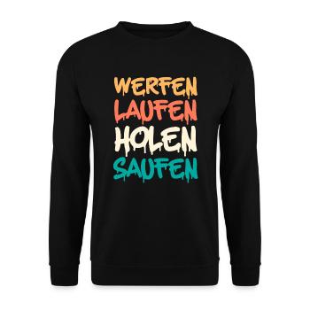 Trinkspiel Flunkyball Saufspiel Party Studenten - Unisex Pullover - Schwarz - Vorne - Alina (178cm) & Michal (187cm)
