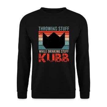 Wikingerschach Spruch Throwing Stuff Drinking - Unisex Pullover - Schwarz - Vorne - Alina (178cm) & Michal (187cm)