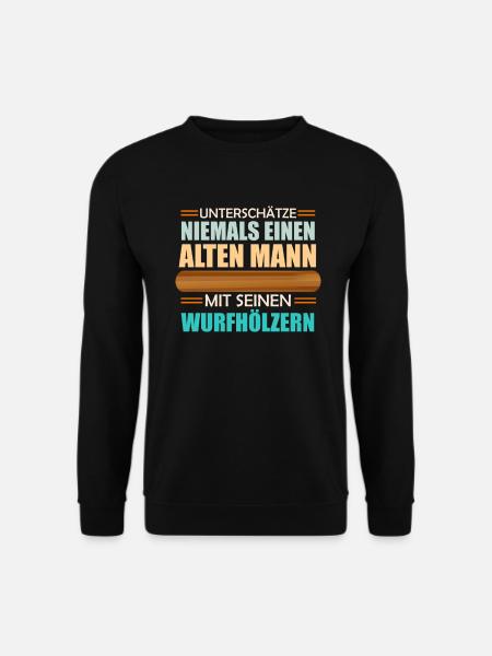 Alter Mann mit Wurfhölzern Kubb Wikingerschach - Unisex Pullover - Schwarz