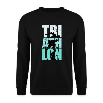 Vintage Geschenk für Triathleten Triathlon Spruch - Unisex Pullover - Schwarz - Vorne - Alina (178cm) & Michal (187cm)