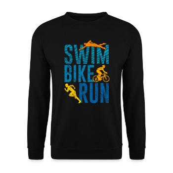 Swim Bike Run Triathlon Triathlètes cadeau - Sweat-shirt Unisexe - noir - Devant - Alina (178cm) & Michal (187cm)