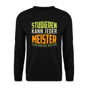 Geschenk zur Meisterschule Meister Meisterprüfung - Unisex Pullover - Schwarz - Vorne - Alina (178cm) & Michal (187cm)