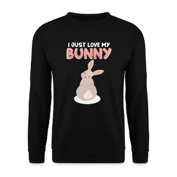 Rabbit Rabbit Pet Rodent Saying - Unisex Sweatshirt - black - Front - Alina (178cm) & Michal (187cm)