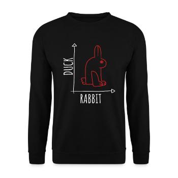 Optische Täuschung Ente Hase Illusion Wittgenstein - Unisex Pullover - Schwarz - Vorne - Alina (178cm) & Michal (187cm)