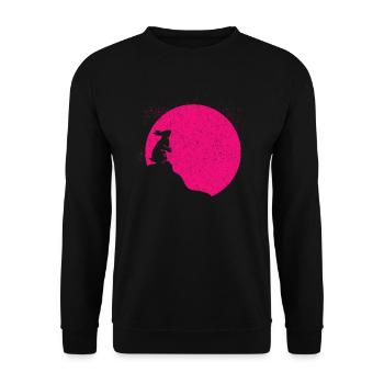 Blutmond mit Hase Vollmond Kaninchen Geschenk - Unisex Pullover - Schwarz - Vorne - Alina (178cm) & Michal (187cm)