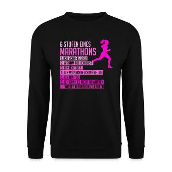 Lustiger Marathon Spruch Läuferin Frauen Geschenk - Unisex Pullover - Schwarz - Vorne - Alina (178cm) & Michal (187cm)