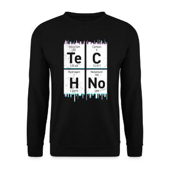 Techno Musik Chemie Elemente Periodensystem - Unisex Pullover - Schwarz - Vorne - Alina (178cm) & Michal (187cm)