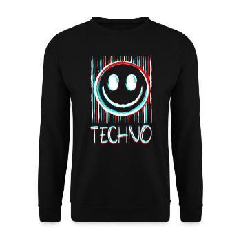 Techno Music Face Record DJ Smile EDM - Unisex Sweatshirt - black - Front - Alina (178cm) & Michal (187cm)