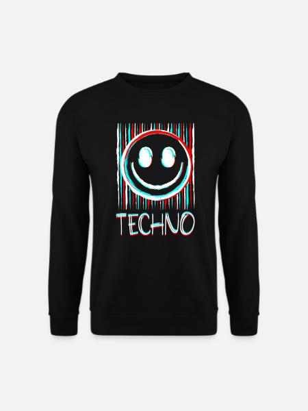 Techno Musik Gesicht Schallplatte DJ Smile EDM - Unisex Pullover - Schwarz