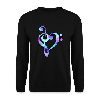 Music Notes Bass Keys Clef Techno - Unisex Sweatshirt - black - Front - Alina (178cm) & Michal (187cm)