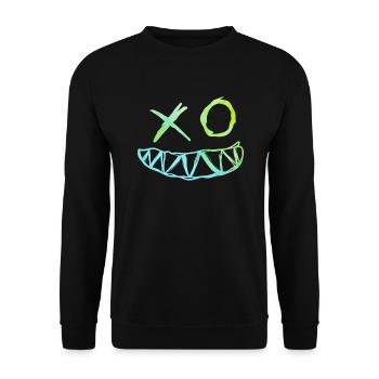 Gesicht zur Techno Party Feier Festival Hardtekk - Unisex Pullover - Schwarz - Vorne - Alina (178cm) & Michal (187cm)