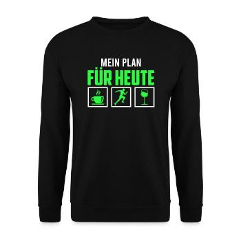 Tagesplanung Kaffee Laufen Wein Jogger Jogging - Unisex Pullover - Schwarz - Vorne - Alina (178cm) & Michal (187cm)