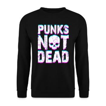 Punk Rock Spruch Punks Not Dead Punker Rocker - Unisex Pullover - Schwarz - Vorne - Alina (178cm) & Michal (187cm)