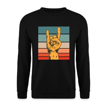Rockmusik Rocker Symbol Retro Vintage Zeichen - Unisex Pullover - Schwarz - Vorne - Alina (178cm) & Michal (187cm)