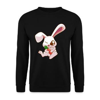 EInäugiger Hase Zombie Kaninchen Geschenk - Unisex Pullover - Schwarz - Vorne - Alina (178cm) & Michal (187cm)