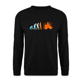 Schlagzeuger Drummer Evolution Affe Mensch - Unisex Pullover - Schwarz - Vorne - Alina (178cm) & Michal (187cm)