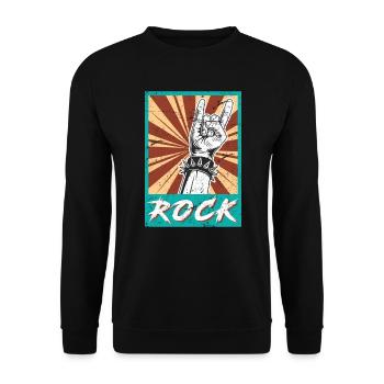 Rock Hand Signal Symbol Rock Music Rocker - Unisex Sweatshirt - black - Front - Alina (178cm) & Michal (187cm)
