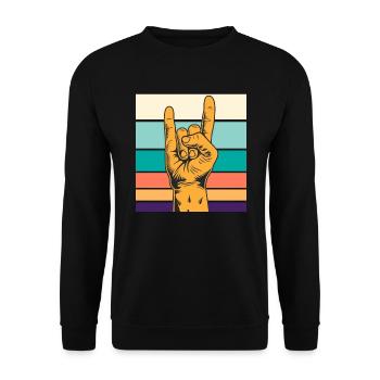 Rocker Handzeichen Symbol Rockmusik - Unisex Pullover - Schwarz - Vorne - Alina (178cm) & Michal (187cm)