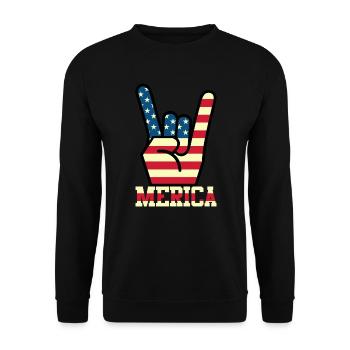 Merica Rock musique à la main Logo Rocker cadeau - Sweat-shirt Unisexe - noir - Devant - Alina (178cm) & Michal (187cm)