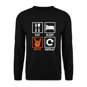 Eat Sleep Rock Repeat Rock musique guitariste - Sweat-shirt Unisexe - noir - Devant - Alina (178cm) & Michal (187cm)