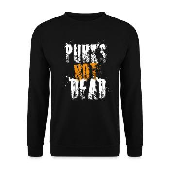 Rock music saying Rocker Punk is not dead Punker - Unisex Sweatshirt - black - Front - Alina (178cm) & Michal (187cm)