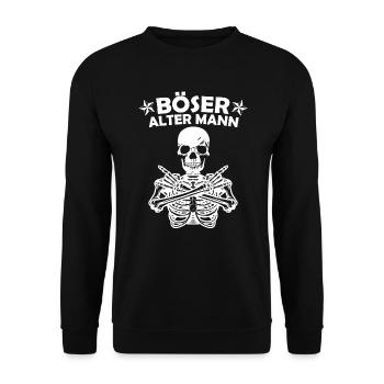 Rocker Saying Evil Old Man Biker Skeleton - Unisex Sweatshirt - black - Front - Alina (178cm) & Michal (187cm)