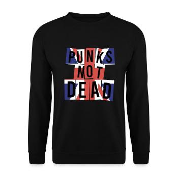 Punk Rock Spruch Punks not dead Rockmusik - Unisex Pullover - Schwarz - Vorne - Alina (178cm) & Michal (187cm)